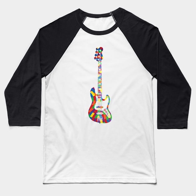 J-Style Bass Guitar Colorful Texture Baseball T-Shirt by nightsworthy